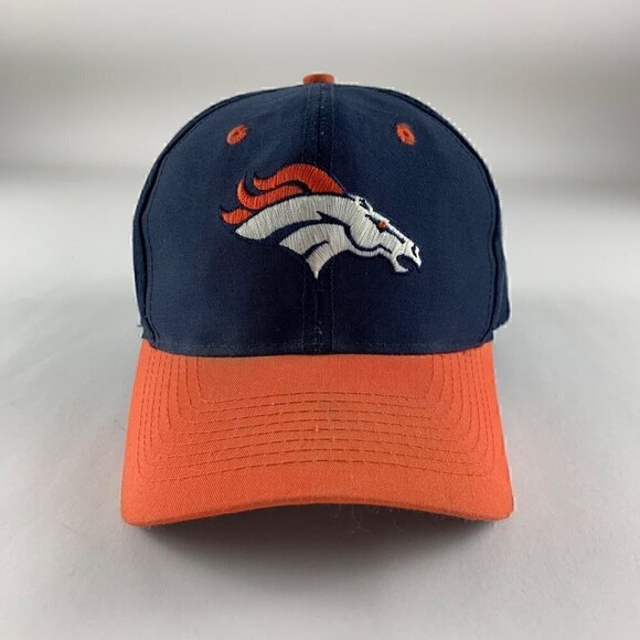 Denver Broncos NFL Vintage Navy Blue Orange Logo Athletic Snapback Hat - Picture 2 of 6